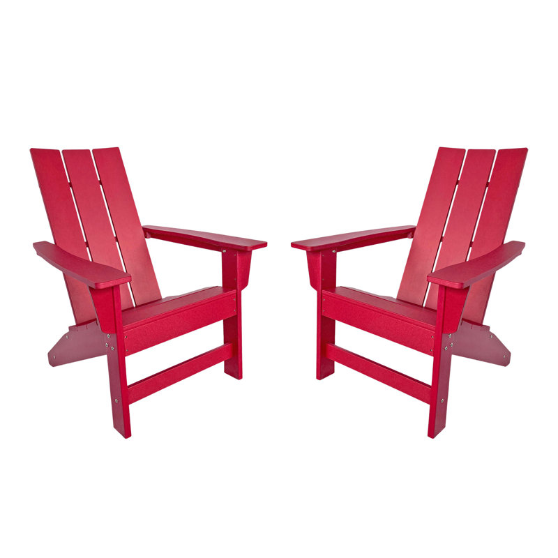 Meridian All-Weather Modern HDPE Adirondack Chair, Red