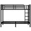 Lit superposé en métal noir simple TG au-dessus de TG, revêtement, assemblage facile, lit design et stable, silencieux, avec rangement inférieur