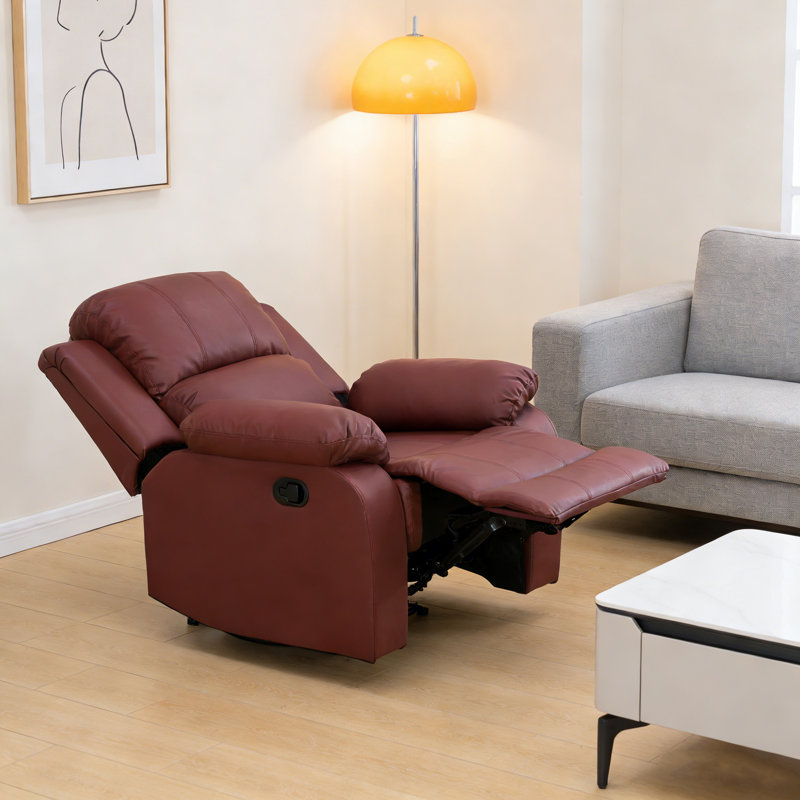 Canapé de salon rouge en polyuréthane et PVC, canapé convertible en cuir respirant avec structure en bois massif, ressorts double couche, canapé-lit inclinable réglable pour dormir, soutien lombaire ergonomique, 100 000 anti-rayures