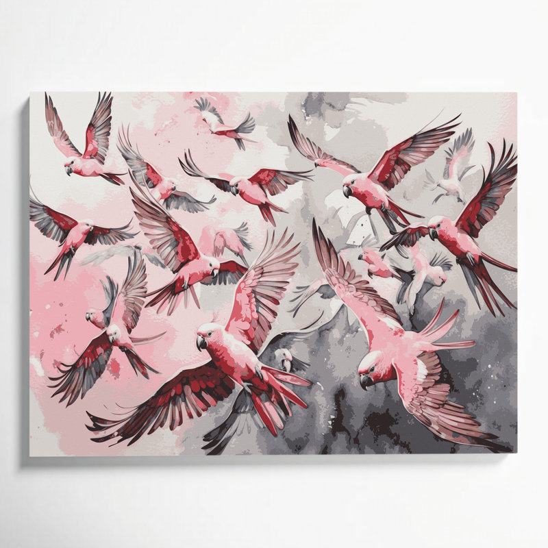 «Birds Galah Beige», art mural sur toile, 8" H x 10" W