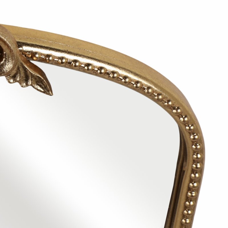 Fleur De Lis Living Fleur Applique 36-Inch Arch Mirror In Gold - Elegant Iron Resin Frame