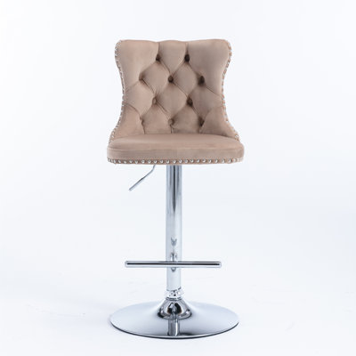 Swivel Velvet Barstools with Adjusatble Seat Height