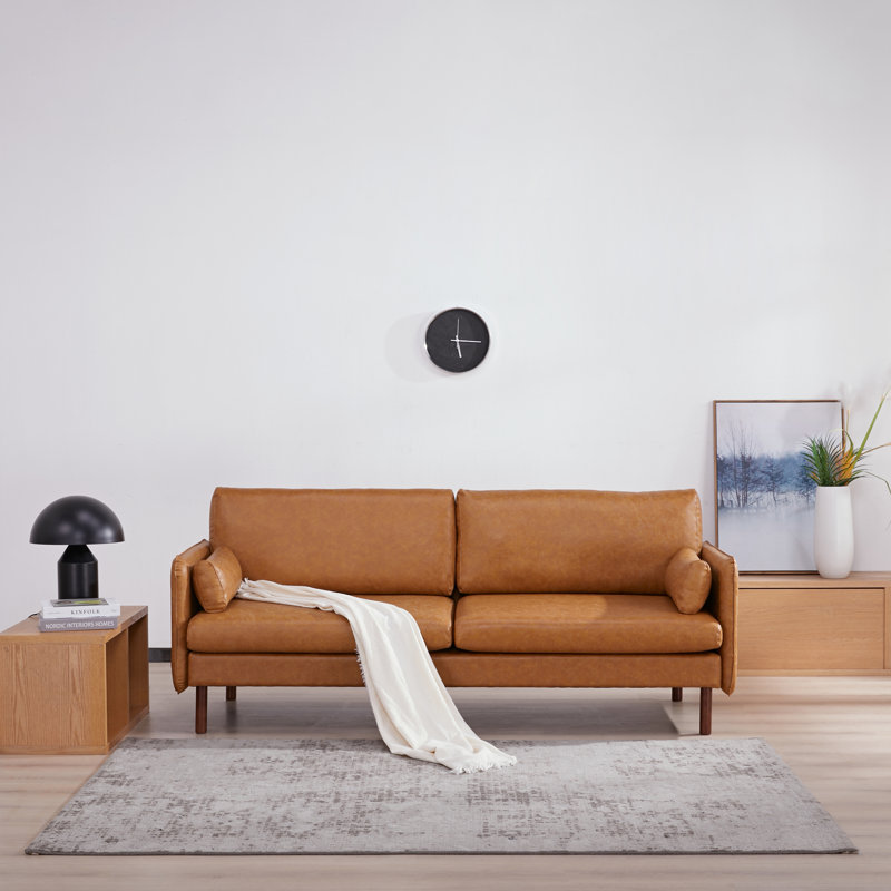 Reachel Faux Leather Sofa, Brown 100% Faux Leather, 33'' H x 82'' W x 32'' D 