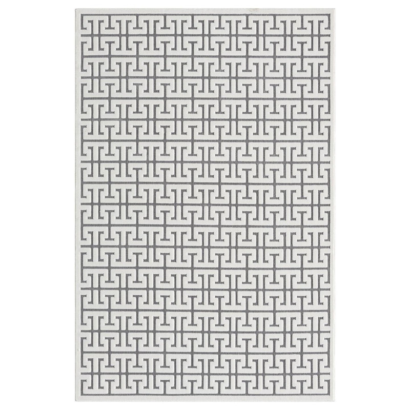 Tapis moderne à motif géométrique à treillis, Rectangle 5 pi x 7 pi