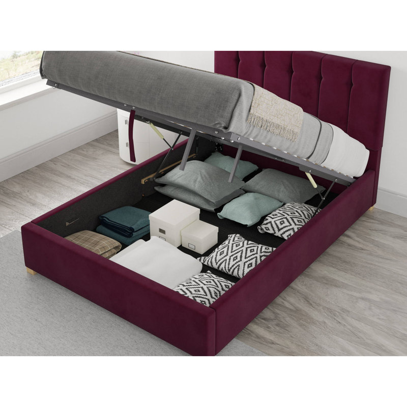 Hutridge Upholstered Ottoman Storage Bed, Double (4'6), Berry