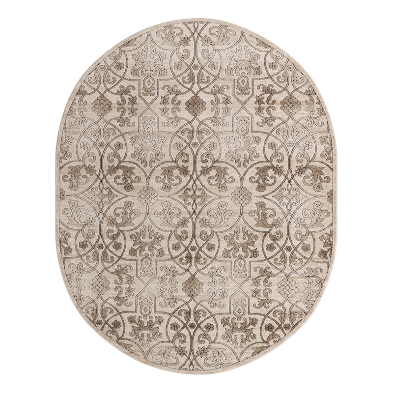 Derby Damask Indoor Rug, Oval 7'10" x 10'