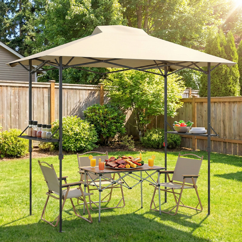 Tente 5 x 8,5 pi Pop Up avec tablettes, auvent extérieur 50+, Kaki