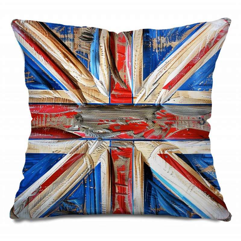 Coussin décoratif réversible à motifs abstraits, H 16 po x l 16 po