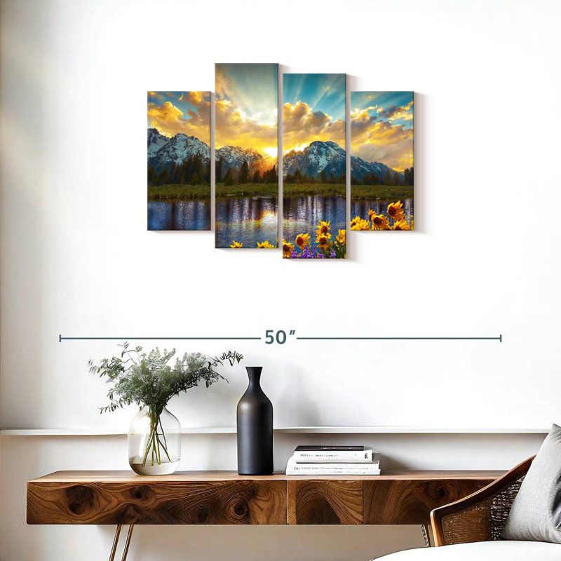 Grand Teton Grand Teton, impression sur toile 4 pièces, H 22 po x l 36 po x P 1 po