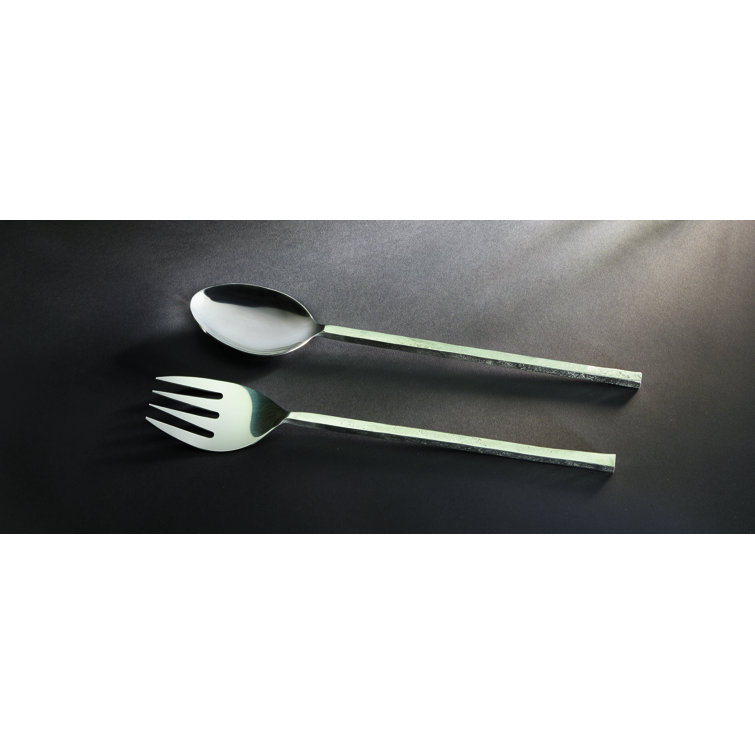 Classic Touch Set Of 2 Salad Servers With Square Gold Loop Handles