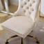 Chaise de bureau contemporaine rembourrée et capitonnée à boutons avec base en métal-860215921