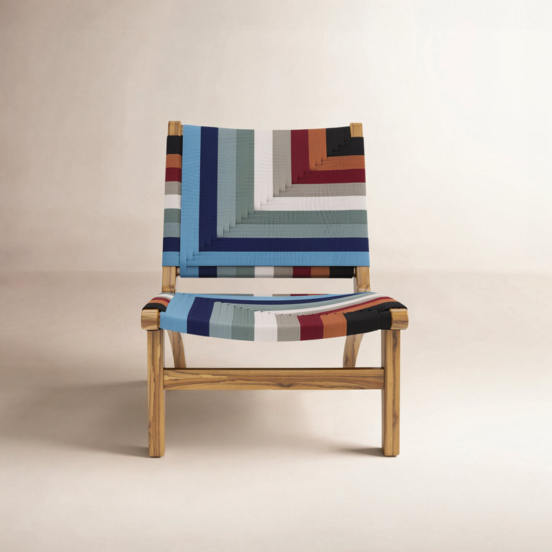 Masaya Upholstered Accent Chair, Colonial Pattern, Teak