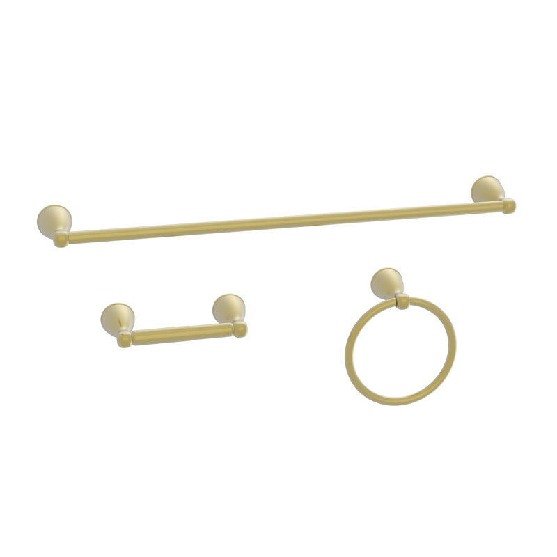 3 - Piece Bathroom Hardware Set, Matte Gold