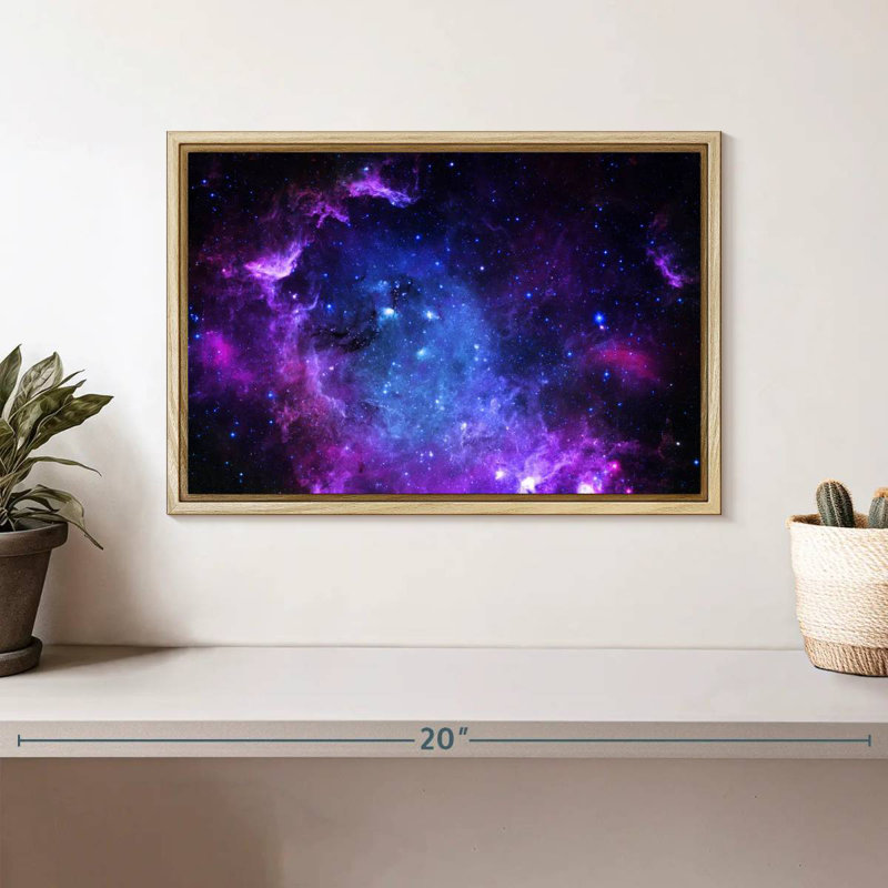 Étoile de nuit, 13 po x 9 po, Cadre flottant en bois naturel
