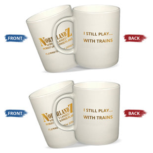 Tasse à café en céramique imprimée avec citation de train Northlandz, tasse à café blanche pour cadeau (Ensemble de 2)
