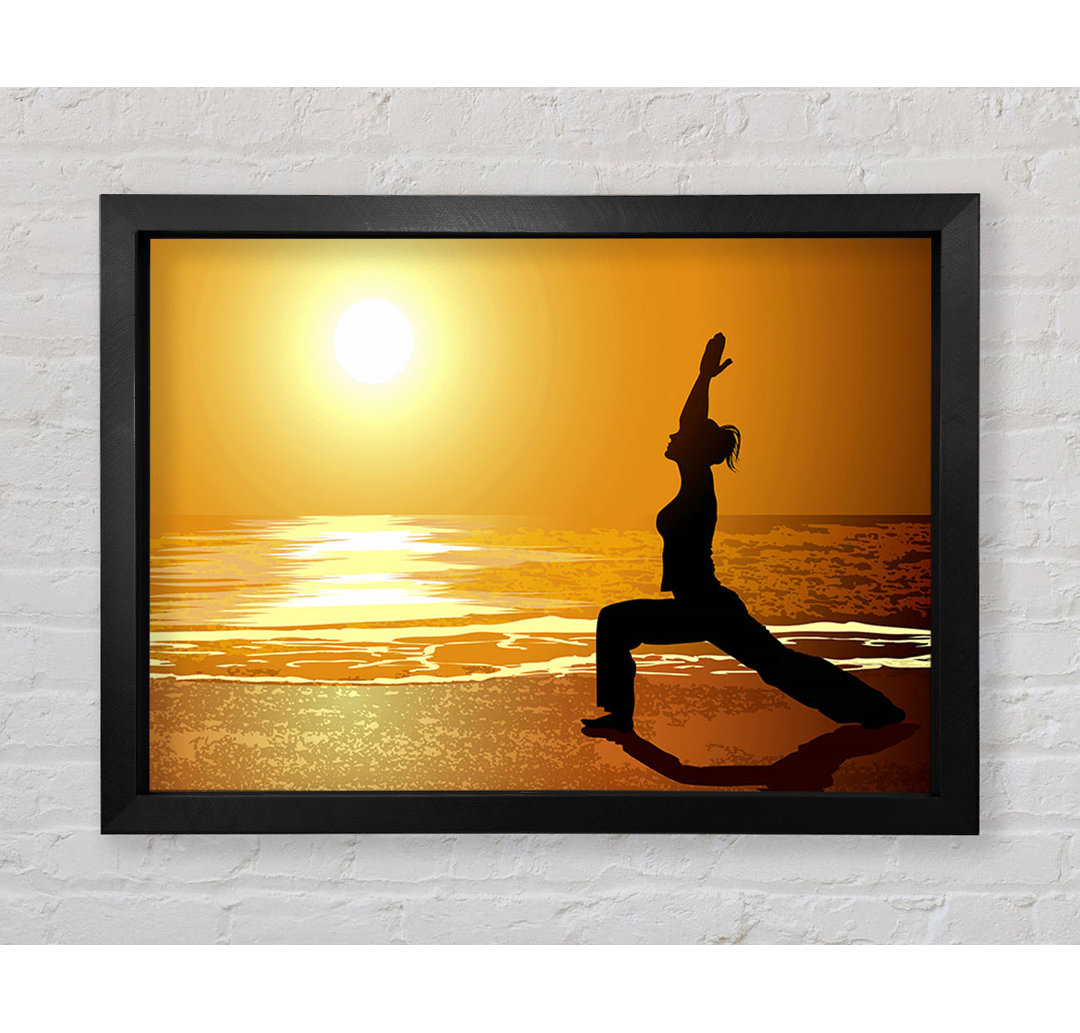 Gerahmtes Leinwandbild Yoga Sunset