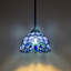 Mini ampoules suspendues Simonson Tiffany en verre coloré bleu de style baroque incluses l 8 po x P 8 po x H 60 po