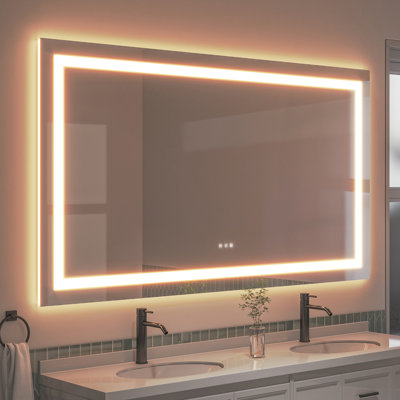 Miroir de salle de bain sans cadre à lumière DEL antibuée avec rétroéclairage et sans cadre