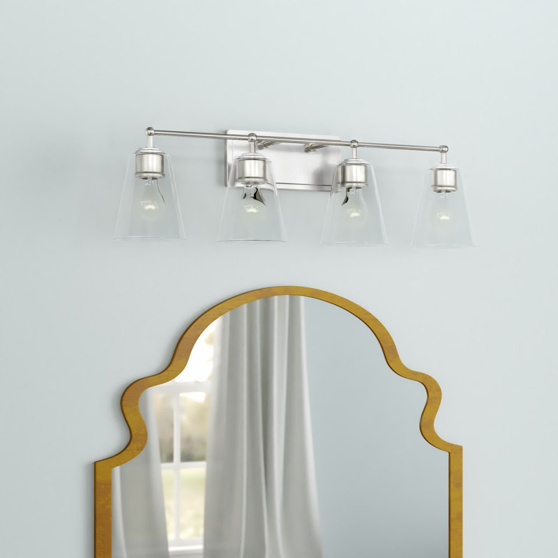Lumière de meuble-lavabo à intensité variable, Nickel poli, Clear Glass, 3