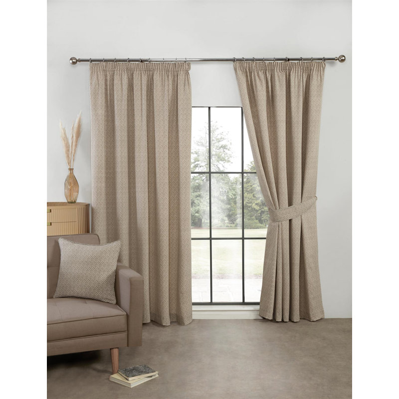 Wilks Semi Sheer Curtain Pair, Linen, 168 W x 183 D cm
