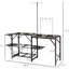 Table pliante d'extérieur avec options de cuisine de camping, lanterne réglable et accessoires suspendus