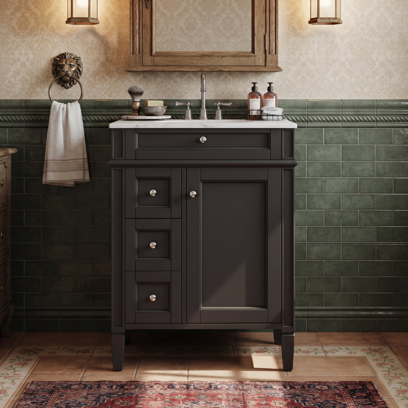 Freestanding Standard Free Standing Single Double Single Vanity Bathroom Vanity With Ceramic Top