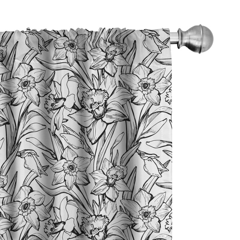 Rideaux à motif floral à 4 panneaux East Urban Home, L 56 po x L 84 po