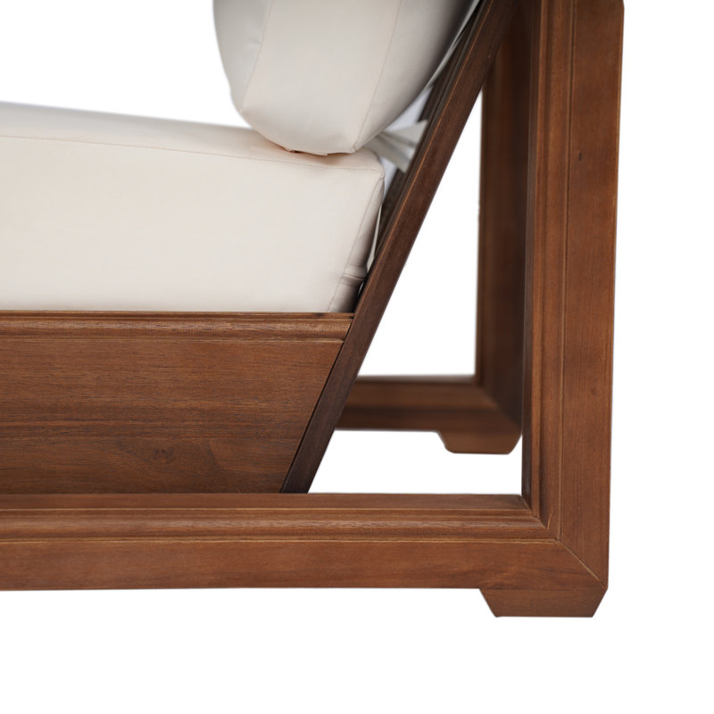 Chaise de patio en bois d'acacia avec coussins Donnie, Moka