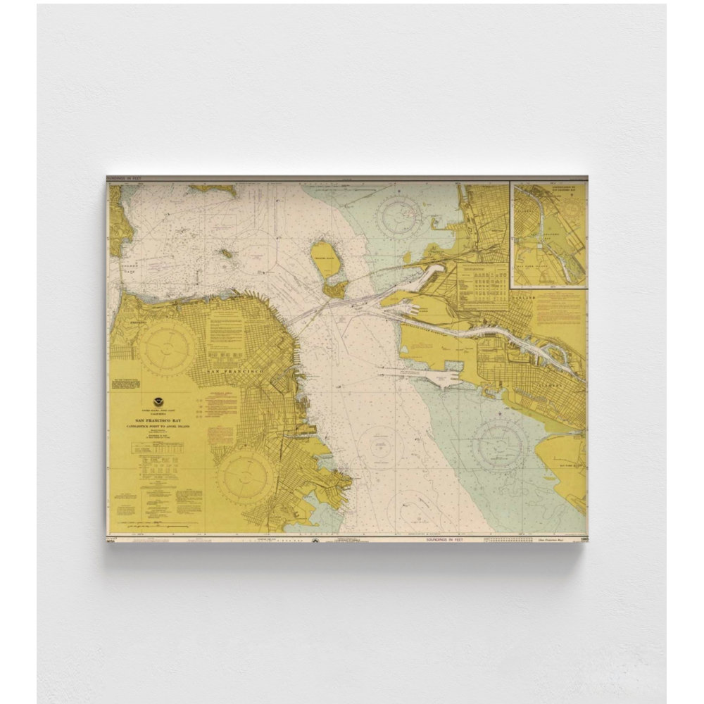 WeFrameArt Nautical Chart San Francisco Bay Ca. 1975By NOAA