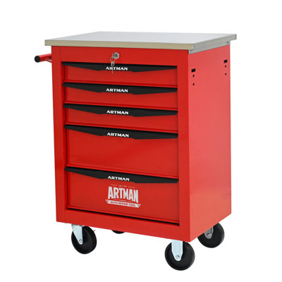 Chariot à outils multifonctionnel à 5 tiroirs avec roulettes, rangement en métal pour atelier de garage
