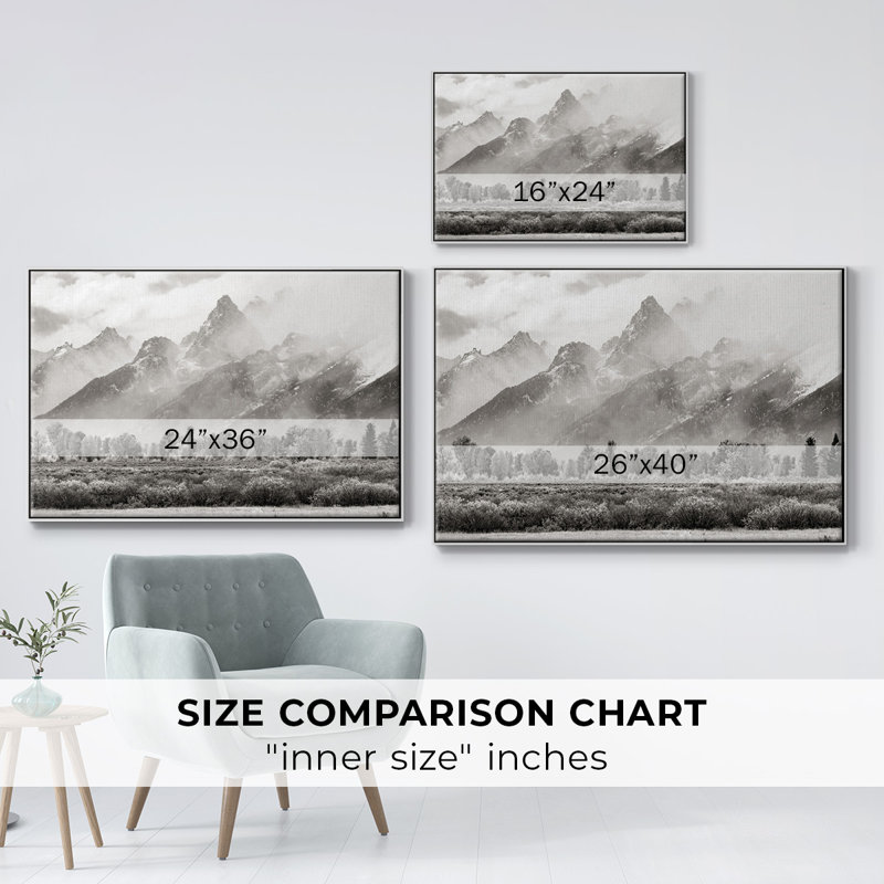 Teton Range-Framed Gallery Wrapped Canvas, H 27 po x l 41 po x P 2 po, Blanc