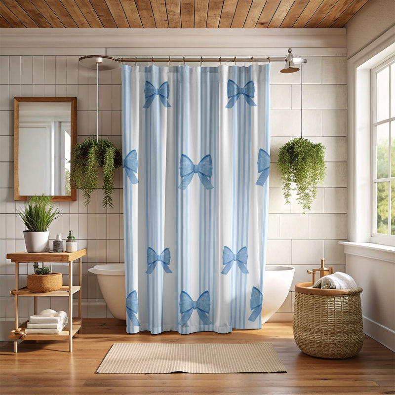 Bow Charm - Premium Shower Curtain, 74" H x 71" W