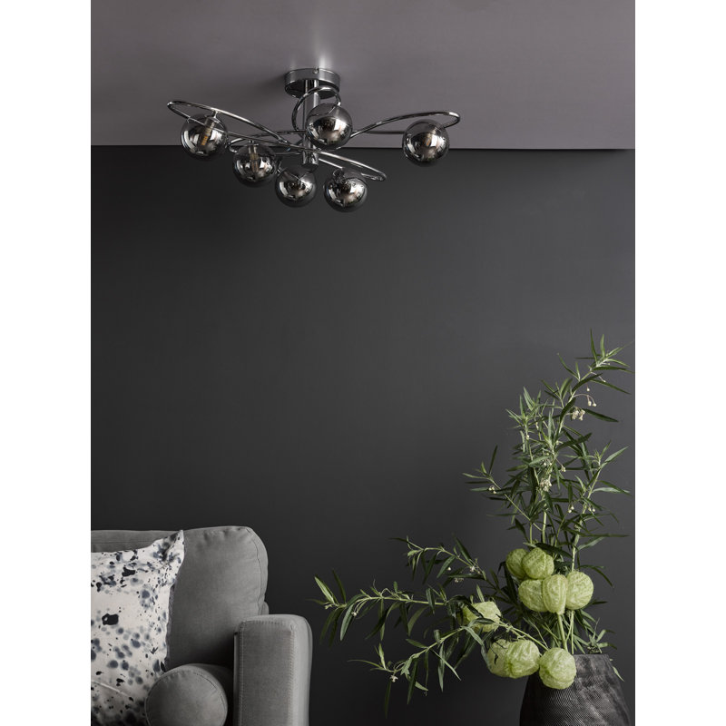Rochdale Glass Semi Flush Mount, Chrome, Smoked