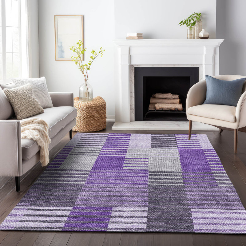 Premium Machine Washable Prisco Purple Rug, Rectangle 5' x 7'6"