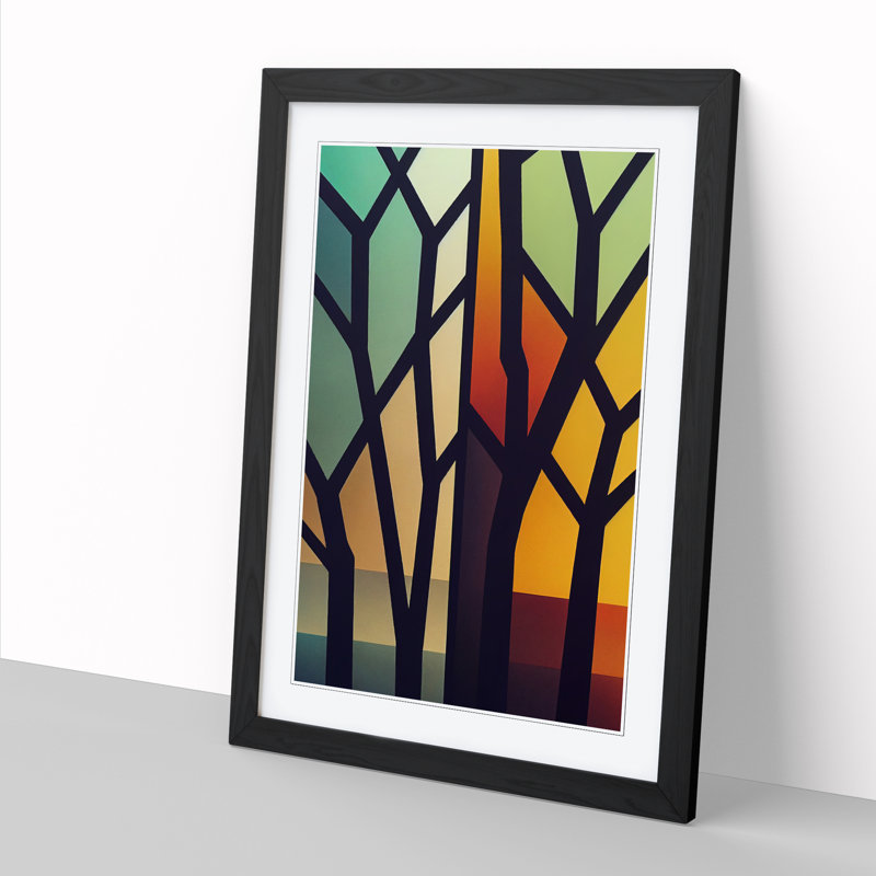 Tree Abstract Block Vol.7 - Single Picture Frame Print, 64cm H x 46cm W x 2cm D, Oak