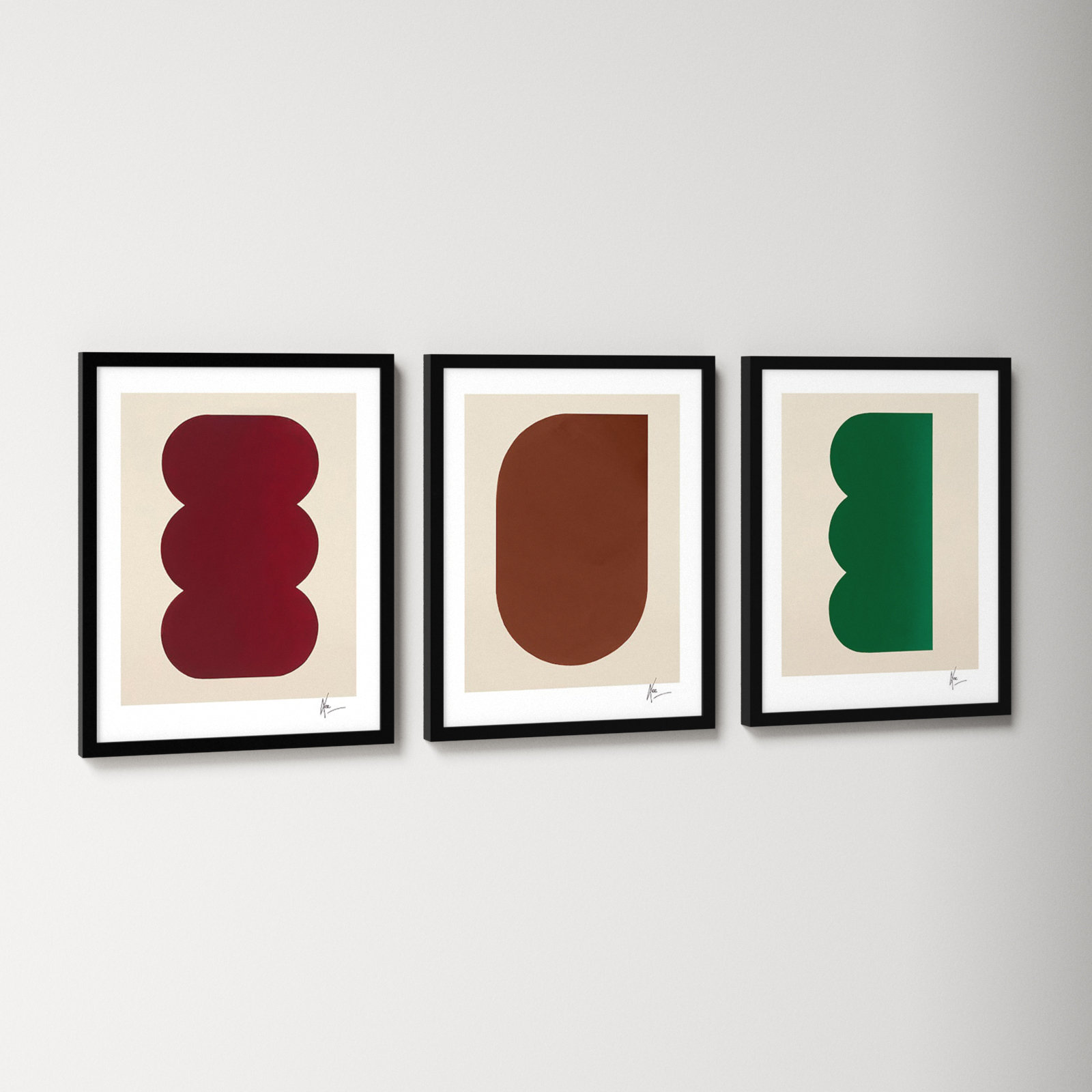 Keyhole "Keyhole" 3-Piece Painting Set, Black Framed, 20" H x 16" W x 1.25" D