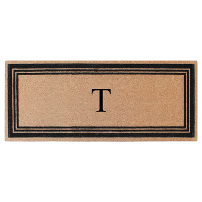 Paillasson monogrammé avec bordure classique en PVC naturel avec envers en PVC - robuste, anti-perte et facile à nettoyer