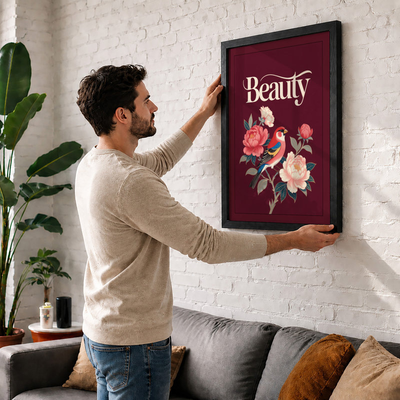 Beauty in Bloom Botanical - Framed Print, A2 - 59.4 x 42.0 cm, Oak