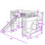 Lit mezzanine double en métal avec bureau, glissade, panier de basketball et escalier-1060198697