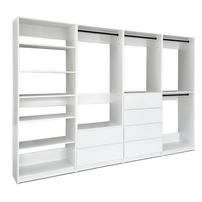 Système de placard autoportant blanc en bois