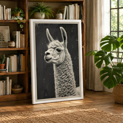 Alpaca Portrait Japandi - Wrapped Canvas