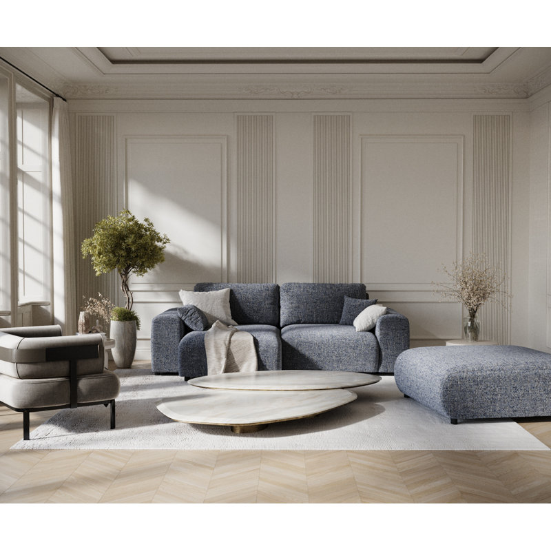 Corner Sofa with square arms, Navy Canvas