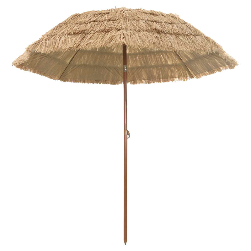 Beach Parasol Natural Polyester and Steel Outdoor Umbrella Sun Shade, Beige, 209.5cm H x 206cm W x 206cm D