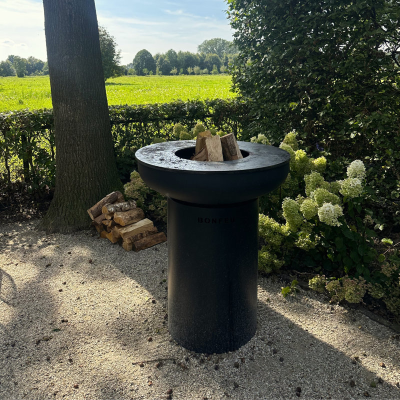 Cylinder Steel Outdoor Fireplace, Black