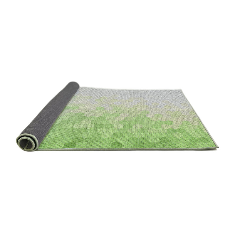 Tapis vert/blanc à motifs, Rond 8 pi