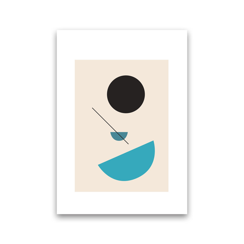 Mita Teal Abstract Shapes N2 by Pixy Paper - Print, Unframed, 29.7cm H x 21cm W x 1cm D