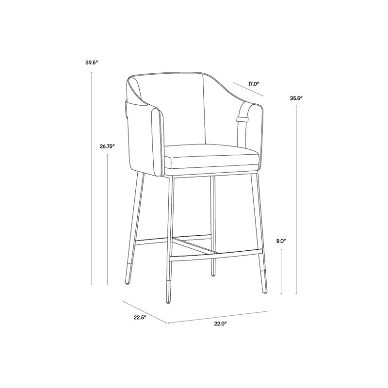 Carter Upholstered Stool with Metal Frame, Counter Stool (26.75" Seat Height), Beige