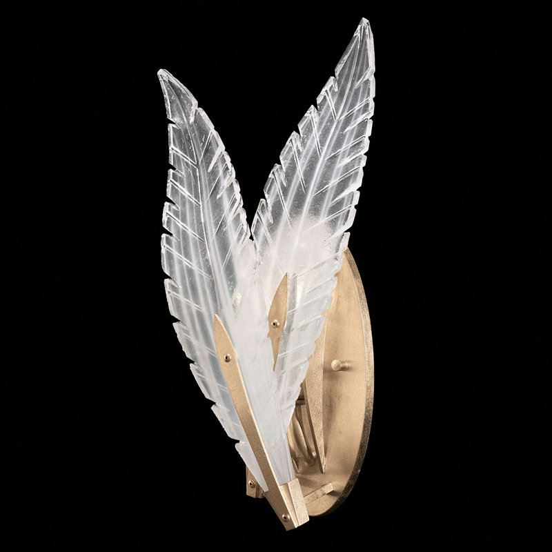 Applique murale à bras 16 po Plume, Feuille d'or