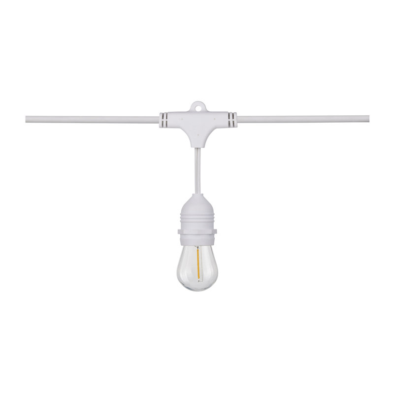 24Ft - LED String Light - Includes 12-S14 Bulbs - 2000K - White Cord