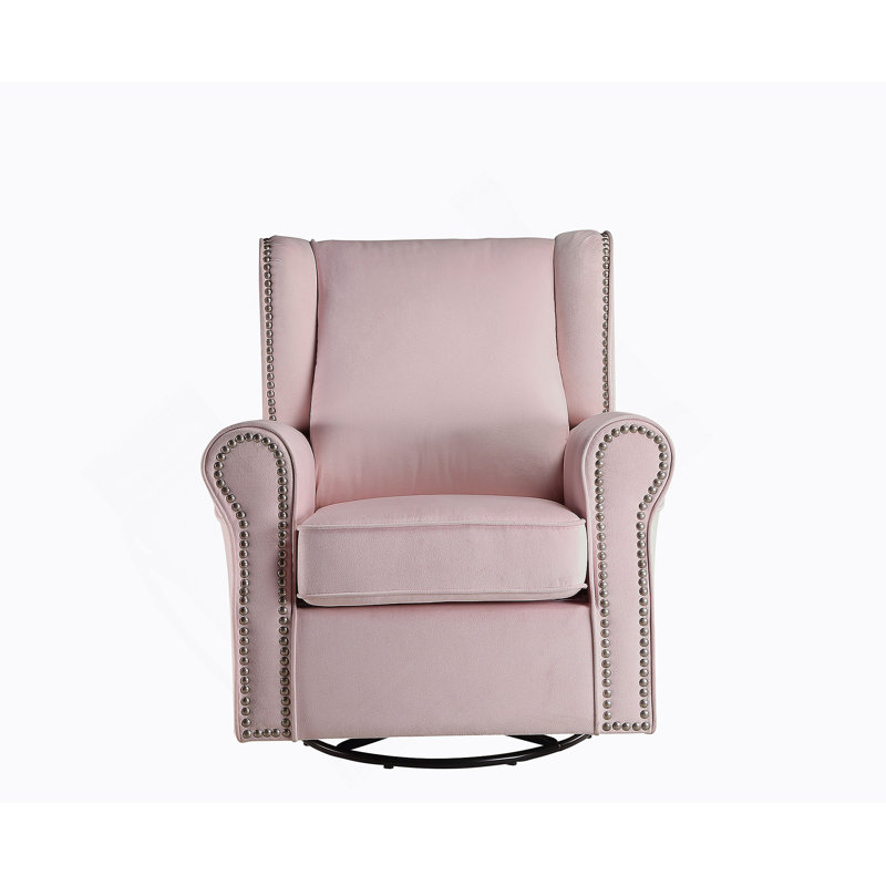 Fauteuil oscillant rose en tissu avec pivot